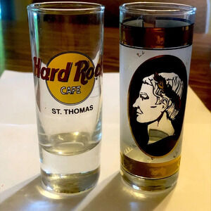 Vintage Collectible Tall Shot Glasses Hard Rock and Caesars